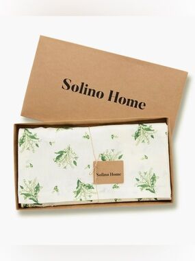 Solino Home  Linen Table Throw 52 x 52 Inch for Dining Lily of the Valley